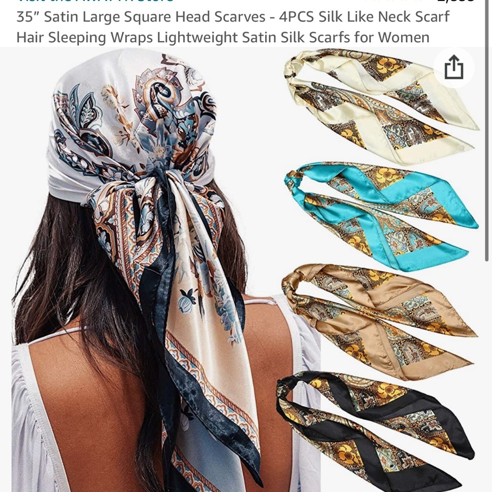 35” Satin Large Square Head Scarves